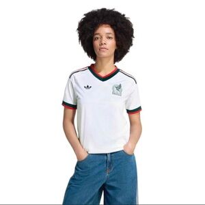 Adidas Rare Mexico 2026 Away Jersey White Green & Red Trim Women’s Size S NWT